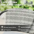 Outsunny 3 Pieces Rattan Bistro Set with Cushions, Wicker Garden Furniture Set, Glass Top Coffee Table and Chairs for Outdoor Patio, Balcony, Terrace and Conservatory, Grey - 4