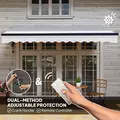 Outsunny 3.5 x 3(m) Electric Awning with Remote Controller, Aluminium Frame DIY Retractable Awning, UPF30+ Sun Shade Canopy for Garden Patio Deck Door Window, Light Grey - 4