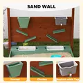 AIYAPLAY Wood Sandpit with Canopy, Storage Bins, Funnel, Liner, Chutes, Bucket with Tap, 116 x 112.5 x 128 cm, Green - 4