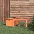 PawHut Rabbit Hutch Outdoor Guinea Pig Hutch with Run Small Animal Off-ground Duck House Hideaway Garden with Openable Roof 125.5 x 100 x 49cm Orange - 2