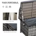 Outsunny 130 L Rattan Garden Storage Box, with Seat - Mixed Grey - 5