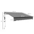 Outsunny 2.5 x 2m Electric Awning with Remote Controller, Aluminium Frame DIY Retractable Awning, UV30+ Sun Shade Canopy for Garden Patio Deck Door Window, Dark Grey - 3