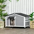 PawHut Wooden Dog Kennel for Outside, for Medium Dogs, 65H x 97L x 72Wcm, Grey - 2