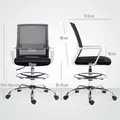 HOMCOM Draughtsman Chair, Mesh Drafting Chair, Ergonomic Office Chair with Lumbar Support, Adjustable Foot Ring, Black - 3
