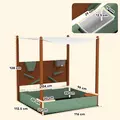AIYAPLAY Wood Sandpit with Canopy, Storage Bins, Funnel, Liner, Chutes, Bucket with Tap, 116 x 112.5 x 128 cm, Green - 3