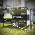 Outsunny 3 x 4m Metal Pergola with Retractable Roof and Roller Shade, Free Standing Gazebo Canopy Pergola Kit, UPF30+ Outdoor Sun Shelter, Beige - 5