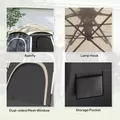 Outsunny Instant Pop Up Camping Tent, 2/3/4 Person Easy Setup Dome Family Tent with Vestibule, Rainfly, 4 Mesh Windows & 2 Doors, Hexagonal Design, Waterproof & UV Protected, Dark Grey - 7