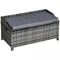 Outsunny 130 L Rattan Garden Storage Box, with Seat - Mixed Grey - 1