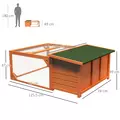 PawHut Rabbit Hutch Outdoor Guinea Pig Hutch with Run Small Animal Off-ground Duck House Hideaway Garden with Openable Roof 125.5 x 100 x 49cm Orange - 3