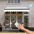 Outsunny 2.5 x 2m Electric Awning with Remote Controller, Aluminium Frame DIY Retractable Awning, UV30+ Sun Shade Canopy for Garden Patio Deck Door Window, Beige - 4
