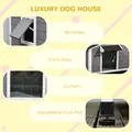 PawHut Wooden Dog Kennel for Outside, for Medium Dogs, 65H x 97L x 72Wcm, Grey - 7