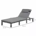 Outsunny Rattan Sun Lounger, 5-Level Adjustable Garden Lounger Recliner with Cushion and Headrest, Outdoor Reclining Sunbed, Steel Frame Garden Chair for Patio, Beach, Terrace, Dark Grey - 3