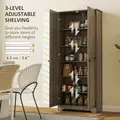 HOMCOM Farmhouse Kitchen Cupboard, Freestanding Kitchen Storage Cabinet with Adjustable Shelves, Tall Storage Cabinet with Recessed Doors, Grey Wood-Effect - 6