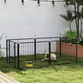 PawHut 6 Panels Dog Playpen, Portable Detachable Puppy Pen with Door, for Small Dogs, 60cm High, Grey - 8