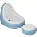 Outsunny Inflatable Tub Chair and Footstool - Blue/White - 1
