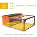 PawHut Rabbit Hutch Outdoor Guinea Pig Hutch with Run Small Animal Off-ground Duck House Hideaway Garden with Openable Roof 125.5 x 100 x 49cm Orange - 4