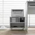 HOMCOM Three-Compartment Printer Cabinet, with Wheels - White - 9