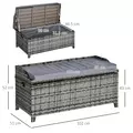 Outsunny 130 L Rattan Garden Storage Box, with Seat - Mixed Grey - 3