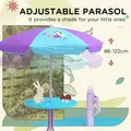 Outsunny Kids Picnic Table and Chair Set, Fairy Themed Outdoor Garden Furniture w/ Foldable Chairs, Adjustable Parasol - 5