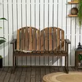 Outsunny Outdoor Wooden Garden Bench, Patio Loveseat Chair with Slatted Backrest and Smooth Armrests for Two People, for Yard, Lawn, Porch, Carbonised Finish - 7
