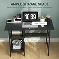 HOMCOM Compact Computer Desk with Storage Shelves, Study Table with Bookshelf, PC Table Workstation for Home Office, Study, Easy Assembly, 106 x 51cm, Black - 4
