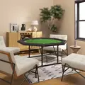 SPORTNOW 8 Player Folding Poker Table, Portable Octagon Blackjack Table with Cup Holders, Padded Edge, Green - 9