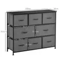 HOMCOM Chest of Drawers with 8 Foldable Drawers, 3-Tier Fabric Bedroom Dresser, Clothes Storage Unit for Bedroom Living Room, Dark Grey - 3