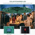 Outsunny 2.7m Patio Garden Umbrella Outdoor Parasol with Tilt Crank and 24 LEDs Lights (Green) - 4