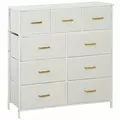 HOMCOM Chest of Drawers with 9 Fabric Drawers, Boucle Storage Organiser with Steel Frame, Fabric Dresser for Bedroom, Living Room, Hallway, Cream White - 1