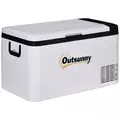 Outsunny 12V Car Refrigerator w/ LED Light & Foldable Handles, 25L Portable Compressor Cooler, Fridge Freezer with 12/24V DC and 110-240V AC for Campervan RV Boat Travel - 1