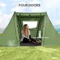 Outsunny 3 Man Camping Tent with Living Area and 2 Bedrooms, 3000mm Waterproof Family Tent with Sewn-in Groundsheet and bag, Portable Dome Shelter  for Hiking, Festival, Backpacking, Green - 5