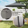 Outsunny 3(m) Garden Cantilever Parasol, Round Overhanging Umbrella with Crank Handle, Cross Base, Aluminium Frame and 360° Rotation, Banana Patio Umbrella for Outdoor Sun Shade, Grey - 4