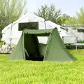 Outsunny 3 Man Camping Tent with Living Area and 2 Bedrooms, 3000mm Waterproof Family Tent with Sewn-in Groundsheet and bag, Portable Dome Shelter  for Hiking, Festival, Backpacking, Green - 9