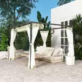 Outsunny 3 x 3m Aluminium Frame Pergola, with Retractable Roof - Khaki - 9