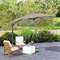 Outsunny 3 m Five-Angle Cantilever Parasol - Light Grey - 9