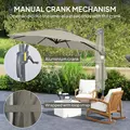 Outsunny 3 m Five-Angle Cantilever Parasol - Light Grey - 6