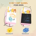 AIYAPLAY 2 in 1 Kids Easel with Whiteboard, Chalkboard, Storage Boxes, for Ages 3-8 Years, Pink - 4