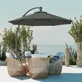 Outsunny 3(m) Garden Cantilever Parasol, Round Overhanging Umbrella with Crank Handle, Cross Base, Aluminium Frame and 360° Rotation, Banana Patio Umbrella for Outdoor Sun Shade, Grey - 7