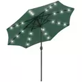 Outsunny 2.7m Patio Garden Umbrella Outdoor Parasol with Tilt Crank and 24 LEDs Lights (Green) - 1