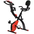 HOMCOM 2-in-1 Folding Exercise Bike with 8-Level Magnetic Resistance, Arm Resistance Band, Pulse Sensor, Red - 1