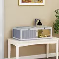 PawHut Wooden Tortoise House with Lamp Holder, Clear Windows, Openable Tops, Built-In Tray, Light Grey - 2