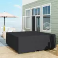 Outsunny 600D Oxford Outdoor Garden Furniture Sofa Set Cover, Waterproof Anti-UV Rattan Sun Lounger Protection Protector Cover, 225L x 210W x 70Hcm, Black - 2