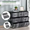 HOMCOM Chest of Drawers with 8 Foldable Drawers, 3-Tier Fabric Bedroom Dresser, Clothes Storage Unit for Bedroom Living Room, Dark Grey - 4