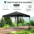 Outsunny 3 x 3cm Adjustable Height Pop-Up Gazebo, with Bag - Black - 5