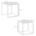 HOMCOM Square Nesting Coffee Table Set of 2, Modern Nest of Tables, Sofa Side Tables with Steel Frame for Living Room, Bedroom, Small Space, White - 3