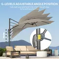 Outsunny 3 m Five-Angle Cantilever Parasol - Light Grey - 5
