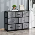 HOMCOM Chest of Drawers with 8 Foldable Drawers, 3-Tier Fabric Bedroom Dresser, Clothes Storage Unit for Bedroom Living Room, Dark Grey - 2