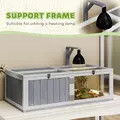 PawHut Wooden Tortoise House with Lamp Holder, Clear Windows, Openable Tops, Built-In Tray, Light Grey - 5