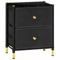 HOMCOM Faux Leather Bedside Table - Black - 1
