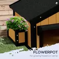 PawHut Wooden Cat House with Flower Pot, Windows, Multiple Entrances, Water-Resistant Roof for Outdoor - Yellow - 5